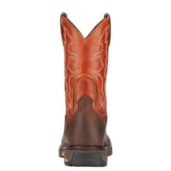 Ariat 10005888 Men's Workhog Orange Square Toe Cowboy Boots -Overlook Boots shop 10005888 heel
