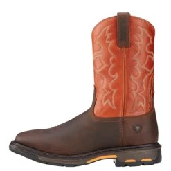 Ariat 10005888 Men's Workhog Orange Square Toe Cowboy Boots -Overlook Boots shop 10005888 side