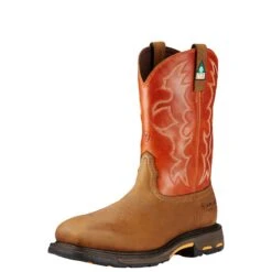 Ariat Boots: Men's Brown 10017170 Puncture-Resistant Composite Toe Workhog Cowboy Boots -Overlook Boots shop 10017170 3 4 front