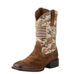 Ariat Boots: Men's 10019959 Antique Mocha Suede Sport Patriot Western Boot -Overlook Boots shop 10019959 3 4 front