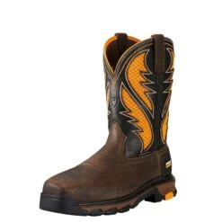 Ariat Boots: Composite Toe 10020072 Men's Brown Pull On Intrepid Venttek Work Boots -Overlook Boots shop 10020072 3 4 front