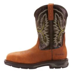 Ariat Boots: Men's 10024966 Brown WorkHog Xt 11" Waterproof Carbon Toe Pull On Work Boots -Overlook Boots shop 10024966 side