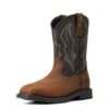 Ariat Boots: Men's 10034156 Destressed Brown Black Composite Toe H20 Western Work Boot -Overlook Boots shop 10034156 3 4 front