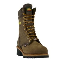 Thorogood Boots: Men's 804-3555 Brown CrazyHorse Steel Toe Logger Work Boot -Overlook Boots shop 804 3555 3 416x416 1