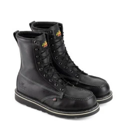 Thorogood Boots: Men's 804 6208 Black Steel Toe 8" American Heritage Midnight Series Work Boot