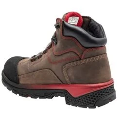 Timberland Pro Boots: Men's A1WSB Brown Red Bosshog Composite Toe Waterproof 6" Work Boot -Overlook Boots shop a1wsb 3edit