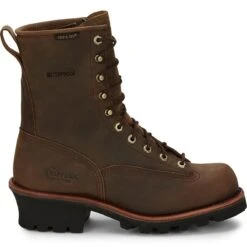 Chippewa Boots: Men's Waterproof Brown 73100 Logger Work Boots -Overlook Boots shop chp 004 73100edit