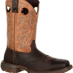 Durango Boots: Men's DB019 Brown Rebel 11 Inch Steel Toe Waterproof Pull On Square Toe Work Boot -Overlook Boots shop db019