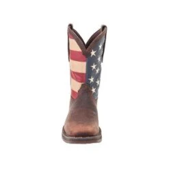 Durango Boots: Men's DB5554 Brown Rebel 12 Inch American Flag Pull On Square Toe Boot 10 Durango Boots: Men's DB5554 Brown Rebel 12 Inch American Flag Pull On Square Toe Boot -Overlook Boots shop db5554 front