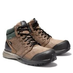 Timberland Pro Boots: Men's A1ZRC Brown Green Reaxion Composite Toe Waterproof Hiker -Overlook Boots shop detail tb0a1zrc 214 a 4