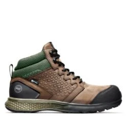 Timberland Pro Boots: Men's A1ZRC Brown Green Reaxion Composite Toe Waterproof Hiker -Overlook Boots shop detail tb0a1zrc 214 p 1