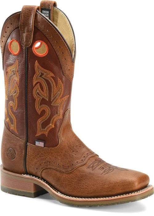 Double H Boots: Men's DH4400 Brown 12" Mickey ICE Roper Domestic Wide Square Toe Cowboy Boot 3 Double H Boots: Men's DH4400 Brown 12" Mickey ICE Roper Domestic Wide Square Toe Cowboy Boot