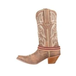 Durango Boots: Women's DRD0208 Brown Crush 12 Inch Flag Accessory Pull On Western Boot -Overlook Boots shop drd0208 instep