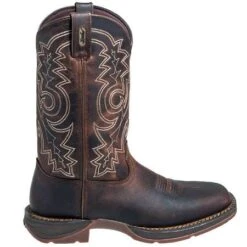 Durango Boots: Men's Brown Rebel DB4443 Leather Square Toe Cowboy Boots -Overlook Boots shop durango db4443 o 01