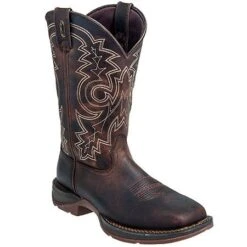 Durango Boots: Men's Brown Rebel DB4443 Leather Square Toe Cowboy Boots -Overlook Boots shop durango db4443 p 01
