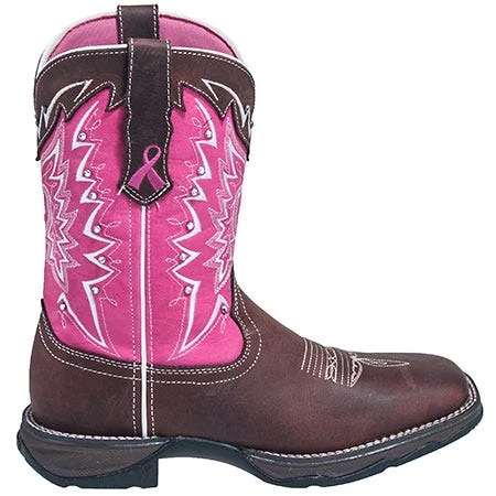 Durango Boots: Women's Brown RD3557 Pink Awareness Western Work Boots 6 Durango Boots: Women's Brown RD3557 Pink Awareness Western Work Boots - Image 4