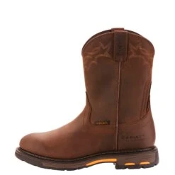 Ariat Boots: Men's 10001198 Brown Waterproof Workhog Boots -Overlook Boots shop f18 mns workhog pullon wp simmons 10001198 side