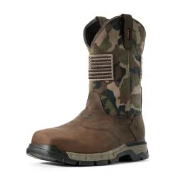 Ariat Boots: Men's 10029518 Dark Brown Camo Rebar Flex Patriot Waterproof Composite Toe Work Boot -Overlook Boots shop f19 mns work couto 10029518 3 4 front