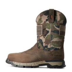 Ariat Boots: Men's 10029518 Dark Brown Camo Rebar Flex Patriot Waterproof Composite Toe Work Boot -Overlook Boots shop f19 mns work couto 10029518 side
