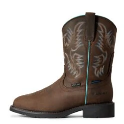 Ariat Boots: Women's 10029516 Dark Brown Krista Waterproof Steel Toe Work Boot -Overlook Boots shop f19 wms work couto 10029516 side 1