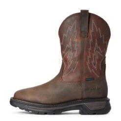 Ariat Boots: Men's 10033991 Dark Brown Big Rig Waterproof Work Boot -Overlook Boots shop f20 mns work 10033991 side