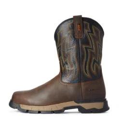 Ariat Boots: Men's 10034158 Dark Brown Rebar Flex Western Waterproof Work Boot -Overlook Boots shop f20 mns work 10034158 side