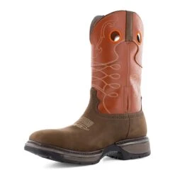 Frye Supply Boots: FR40102 Brown/Orange Steel Toe Safety-Crafted 10" Unlined Western Work Boot -Overlook Boots shop fr40102 03edit