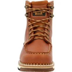 Georgia Boots: Men's GB00489 Brown Plain Toe AMP LT Wedge Moc Toe EH 6" Work Boot -Overlook Boots shop gb00489 front