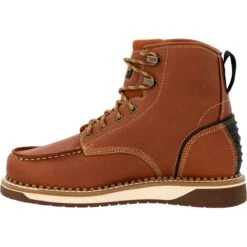 Georgia Boots: Men's GB00489 Brown Plain Toe AMP LT Wedge Moc Toe EH 6" Work Boot -Overlook Boots shop gb00489 instep profile