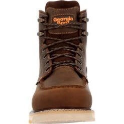 Georgia Boots: Men's GB00592 Brown Nano Composite Toe AMP LT Wedge Moc Toe Waterproof Work Boot -Overlook Boots shop gb00592 front