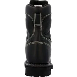 Georgia Boots: Men's GB00603 Black Plain Toe 8" USA Made Logger Waterproof Work Boot -Overlook Boots shop gb00603 back