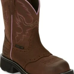 Justin Boots: Women's GY9980 Aged Bark With Diamond Cut Steel Toe Boots