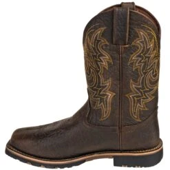 Justin Boots: Brown GR9050 Men's Waterproof George Strait Fireman Cowboy Boots -Overlook Boots shop justin gs9050 i 01