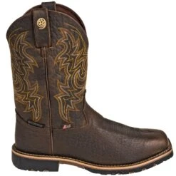 Justin Boots: Brown GR9050 Men's Waterproof George Strait Fireman Cowboy Boots -Overlook Boots shop justin gs9050 o 01