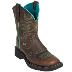 Justin Boots: Women's GY9624 8-Inch Mandra Chocolate Brown Cowboy Boots -Overlook Boots shop justin l9624 p 01