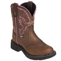 Justin Boots: Women's GY9903 Brown 8-Inch General Toe Gemma Cowboy Boots -Overlook Boots shop justin l9903 p 01