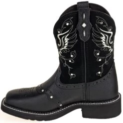 Justin Boots: Women's GY9977 Black Rhinestone Mandra 8-Inch Cowboy Boots -Overlook Boots shop justin l9977 i 01