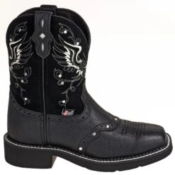 Justin Boots: Women's GY9977 Black Rhinestone Mandra 8-Inch Cowboy Boots -Overlook Boots shop justin l9977 o 01