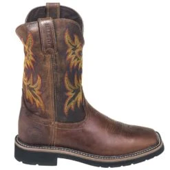 Justin Boots: Men's SE4681 Brown Square Toe Stampede Boots 12 Justin Boots: Men's SE4681 Brown Square Toe Stampede Boots -Overlook Boots shop justin wk4681 080 o 01