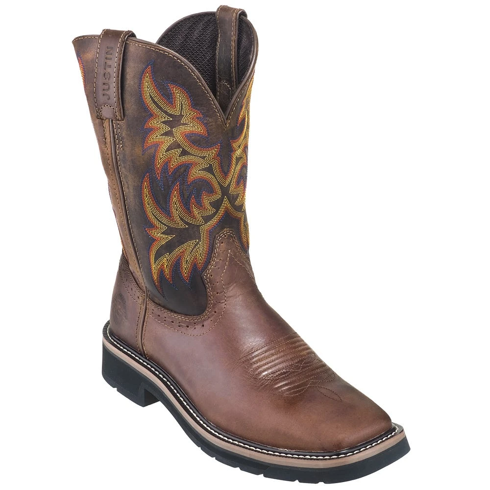 Justin Boots: Men's SE4681 Brown Square Toe Stampede Boots 5 Justin Boots: Men's SE4681 Brown Square Toe Stampede Boots - Image 3