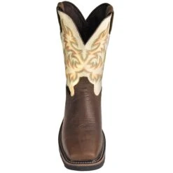 Justin Boots: Men's SE4684 Steel Toe EH White Cowhide 11-Inch Cowboy Work Boots -Overlook Boots shop justin wk4684 f 01