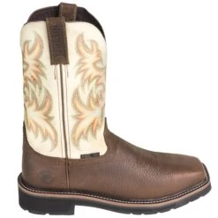 Justin Boots: Men's SE4684 Steel Toe EH White Cowhide 11-Inch Cowboy Work Boots -Overlook Boots shop justin wk4684 o 01