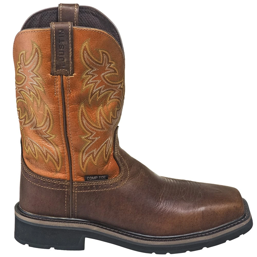 Justin Boots: Men's SE4812 Tan Composite Toe EH Non-Metallic Stampede Work Boots 6 Justin Boots: Men's SE4812 Tan Composite Toe EH Non-Metallic Stampede Work Boots - Image 4