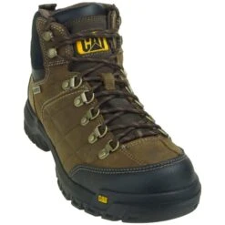 Caterpillar Boots: Men's Threshold Brown Waterproof 74128 Work Boots -Overlook Boots shop p74128 7 1 2
