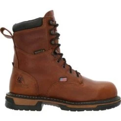 Rocky Boots: Men's RKK0363 Brown Ironclad 8 Inch USA Made Steel Toe Waterproof Work Boot -Overlook Boots shop rkk0363 8 large