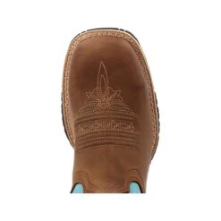 Rocky Boots: Women's RKW0412 Brown Turquoise Composite Toe Rosemary Pull On Cowboy Work Boot -Overlook Boots shop rkw0412 2edit