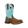 Rocky Boots: Women's RKW0412 Brown Turquoise Composite Toe Rosemary Pull On Cowboy Work Boot -Overlook Boots shop rkw0412edit