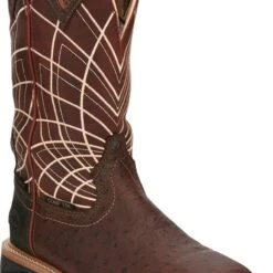 Justin Boots: Men's SE4835 Brown Ostrich Print Composite Square Toe Derrickman Cowboy Work Boots